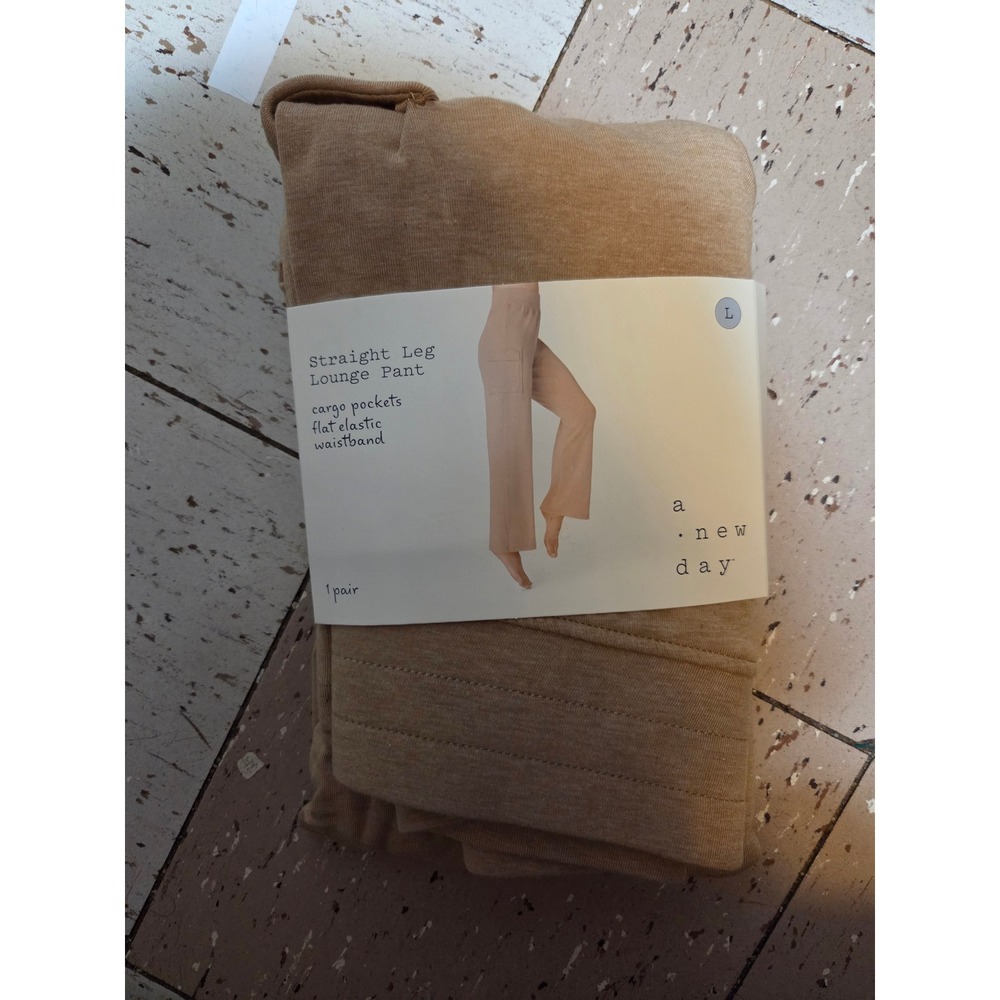 A New Day Womens Straight‎ Leg Lounge Pant Russet Brown Cargo Pocket Large NEW